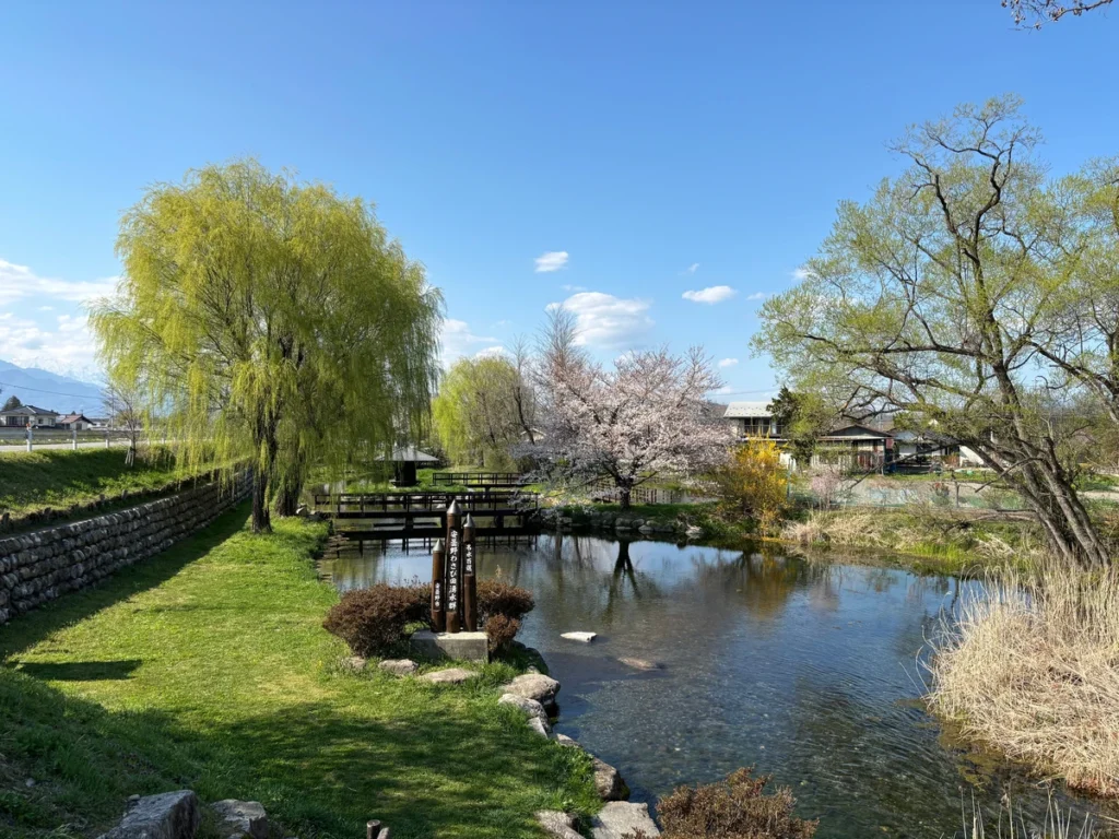 安曇野わさび田湧水群公園の憩いの池